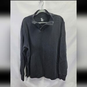GAP Mens Quarter Button Black Pullover Sweater XXL